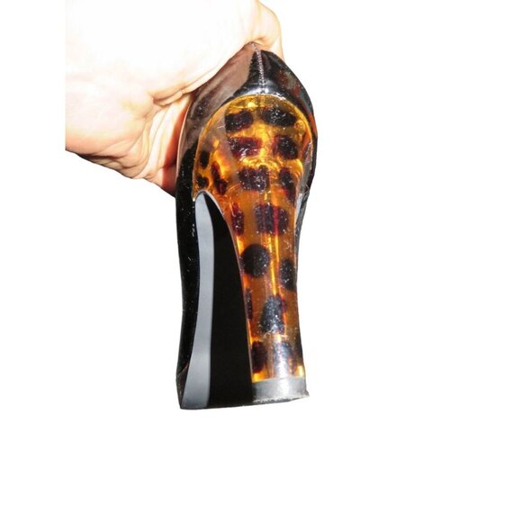 Jessica Simpson Ann Black Patent Leather Peep Toe Pumps with Tortoise Heels 8.5 - Picture 10 of 10